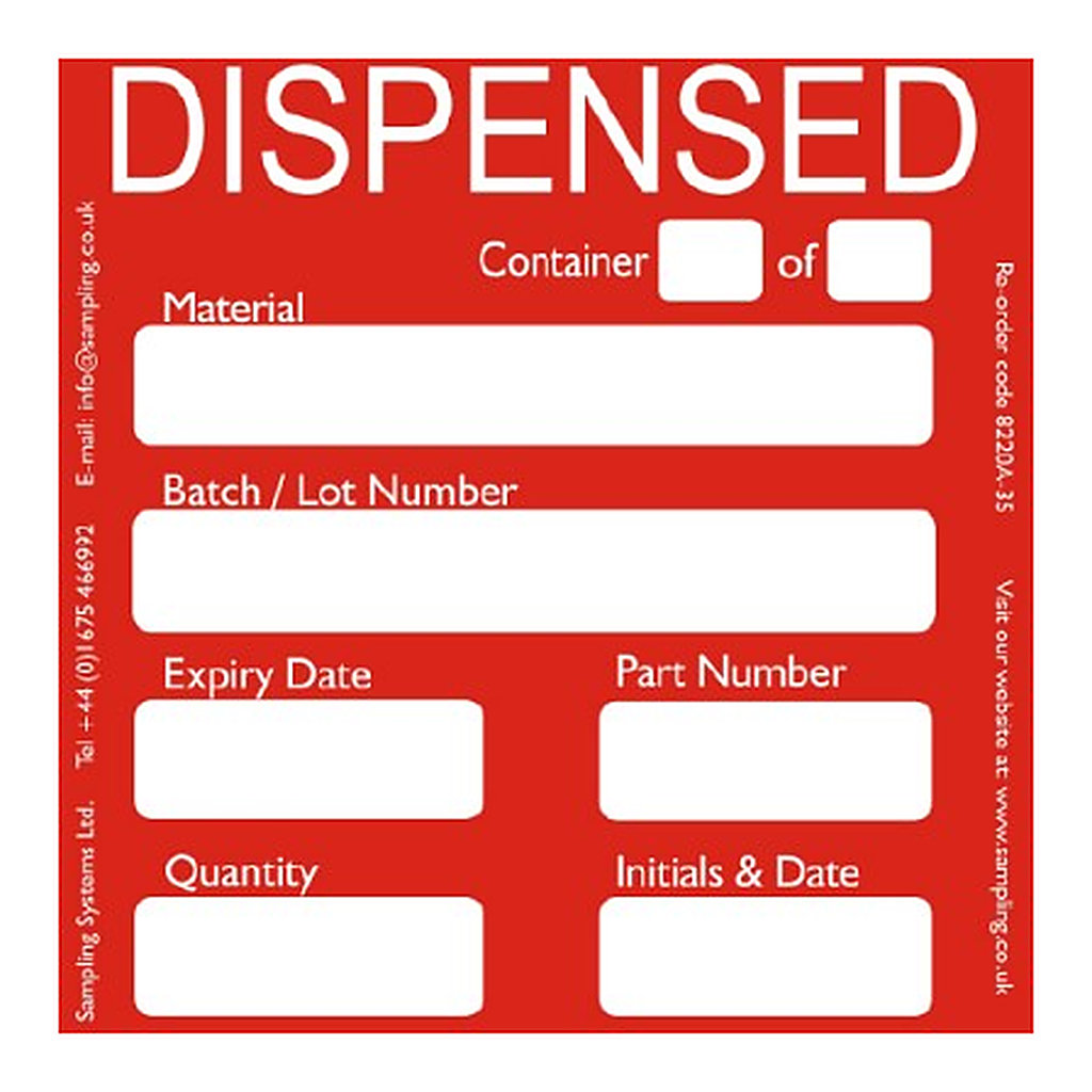 Sampling Systems Dispensed Quality Control Labels