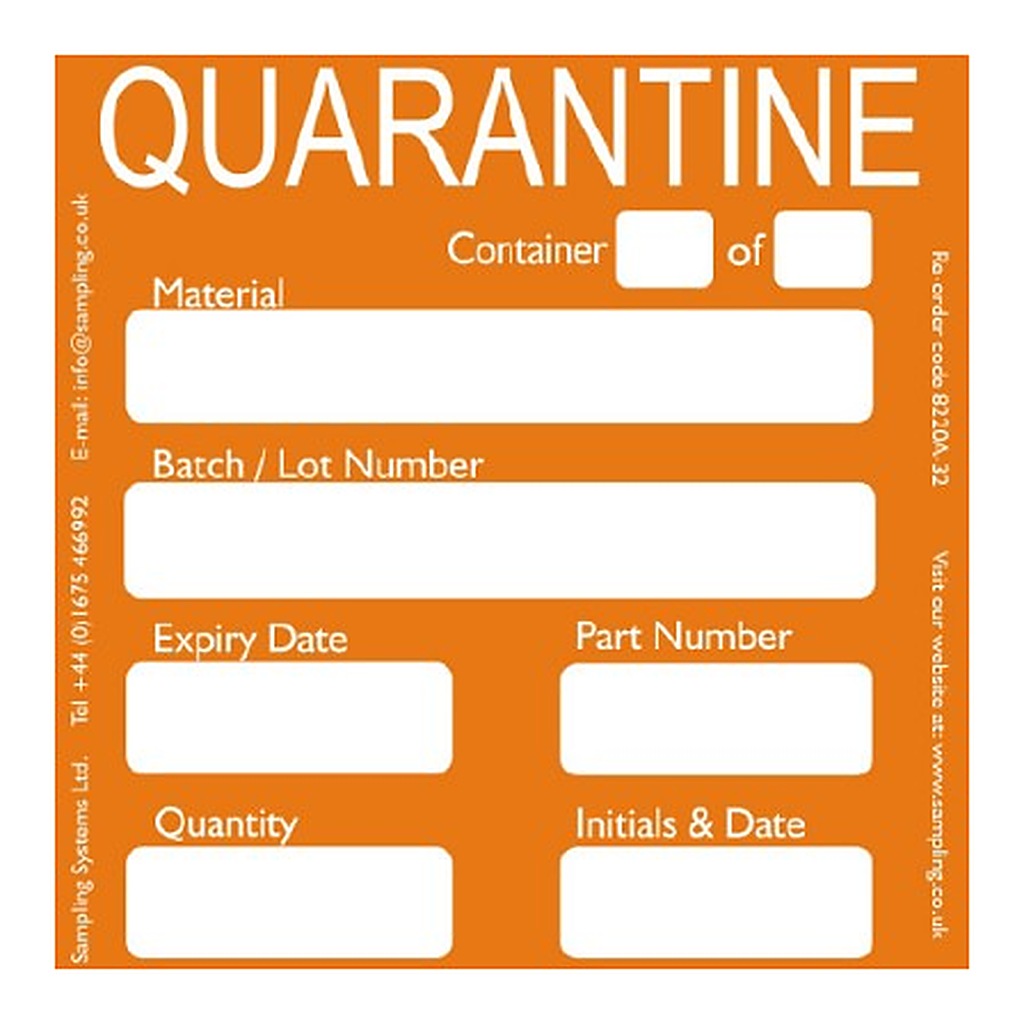 Sampling Systems Quarantine Quality Control Labels