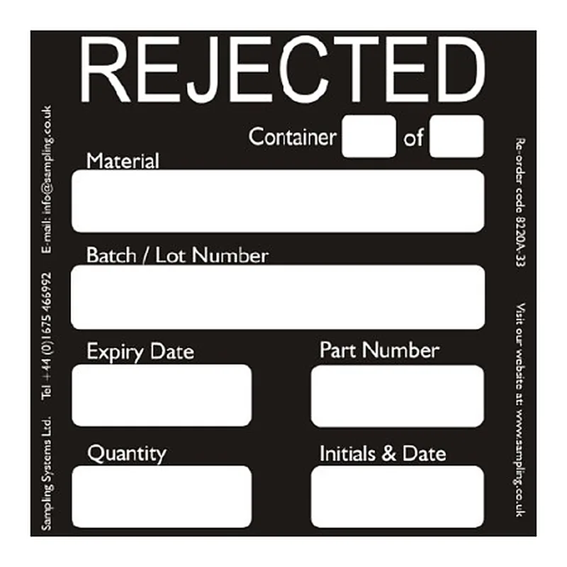 Sampling Systems Rejected Quality Control Labels