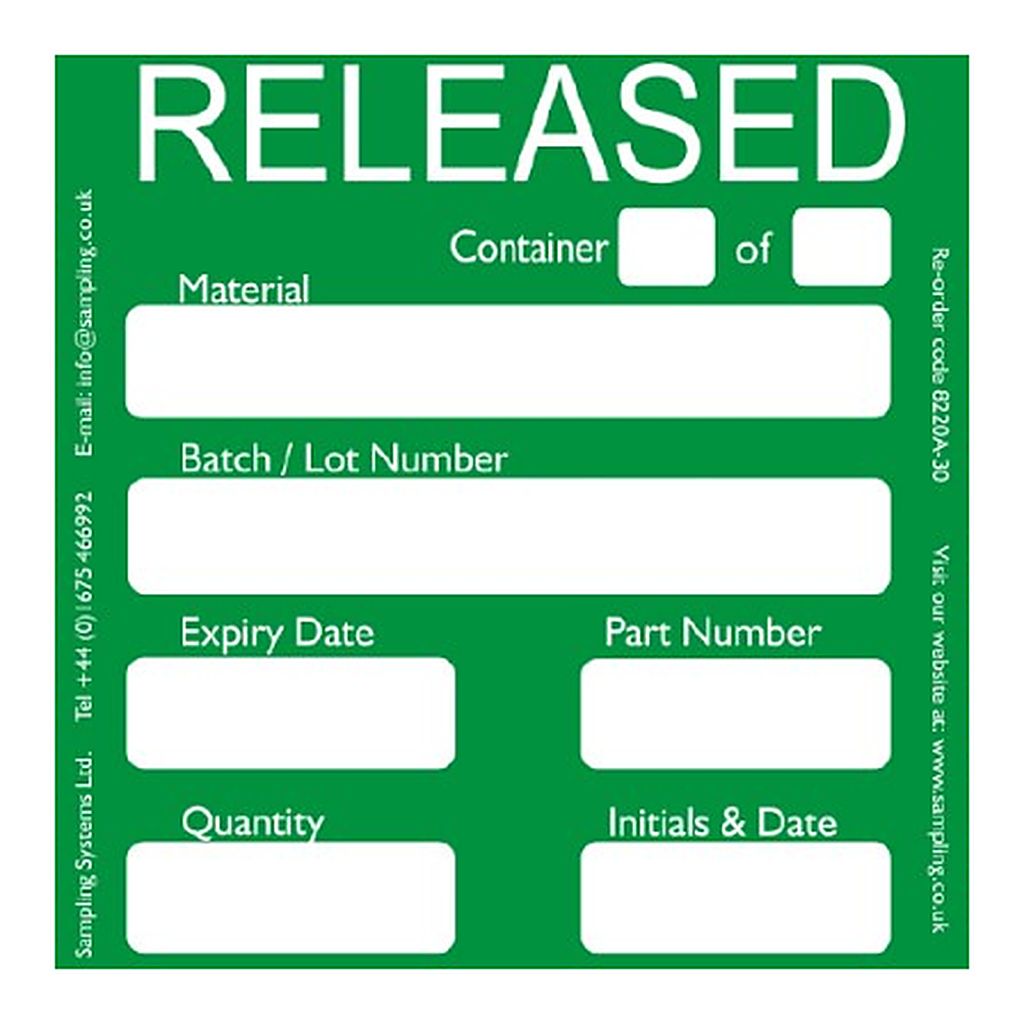 Sampling Systems Released Quality Control Labels