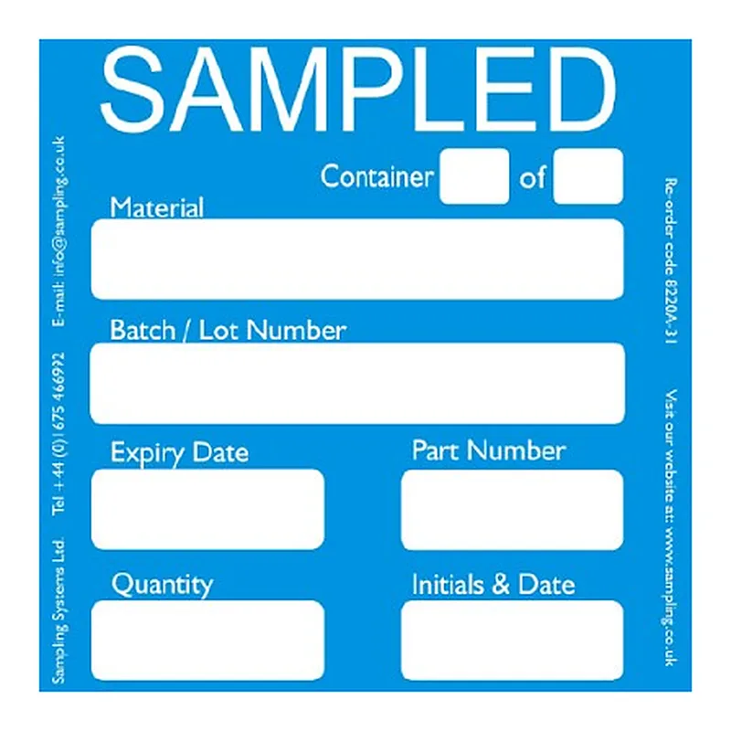 Sampling Systems Sampled Quality Control Labels