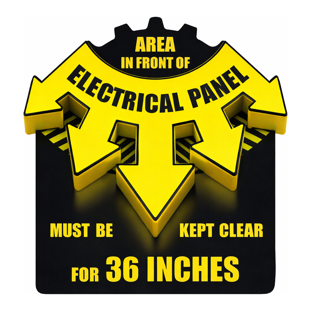 Brady Area in Front of Electrical Panel Must Be Kept Clear for 36 Inches 3D Floor Sign
