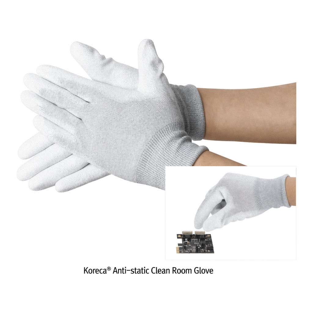 Daihan Science Koreca Anti-static Clean Room Glove, Nylon & Carbon knited<br>With Polyurethane