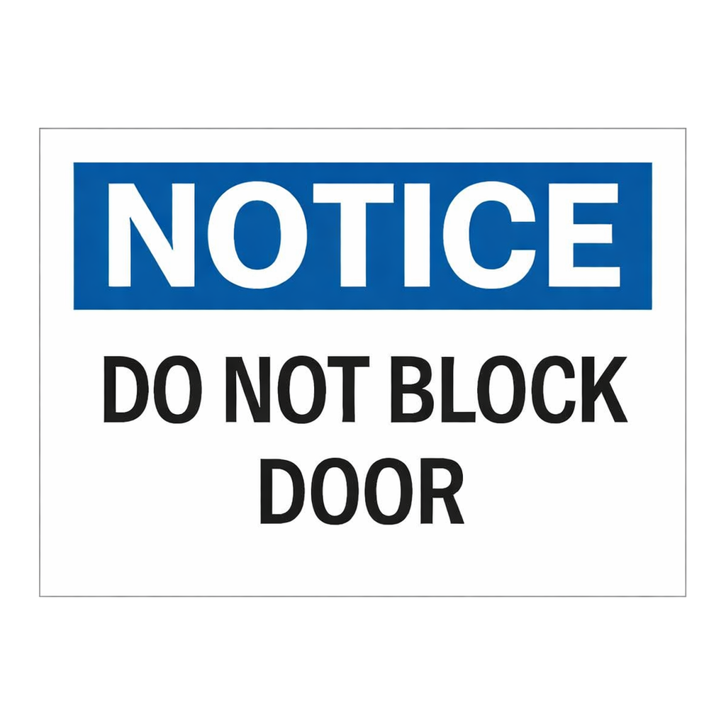 Brady NOTICE Do Not Block Door Sign