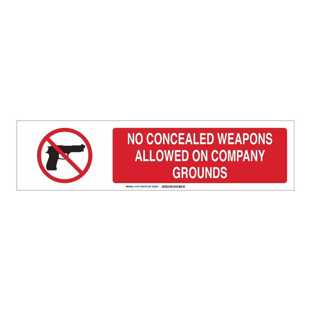 Brady No Concealed Weapons Allowed On Company Grounds Slider Sign