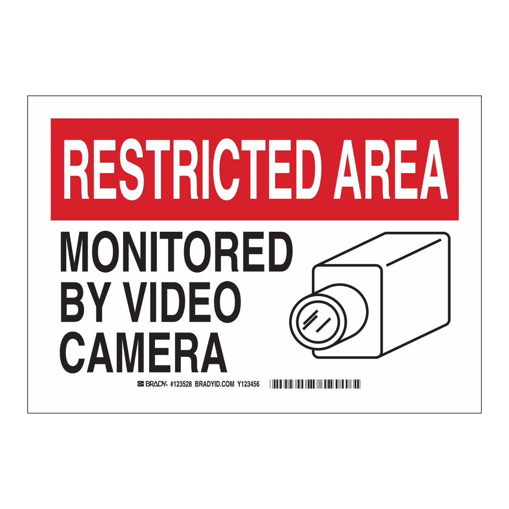 Brady RESTRICTED AREA Monitored By Video Camera Sign
