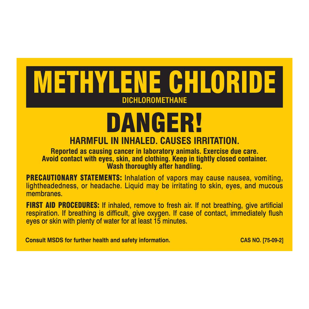 Brady Methylene Chloride Danger Labels