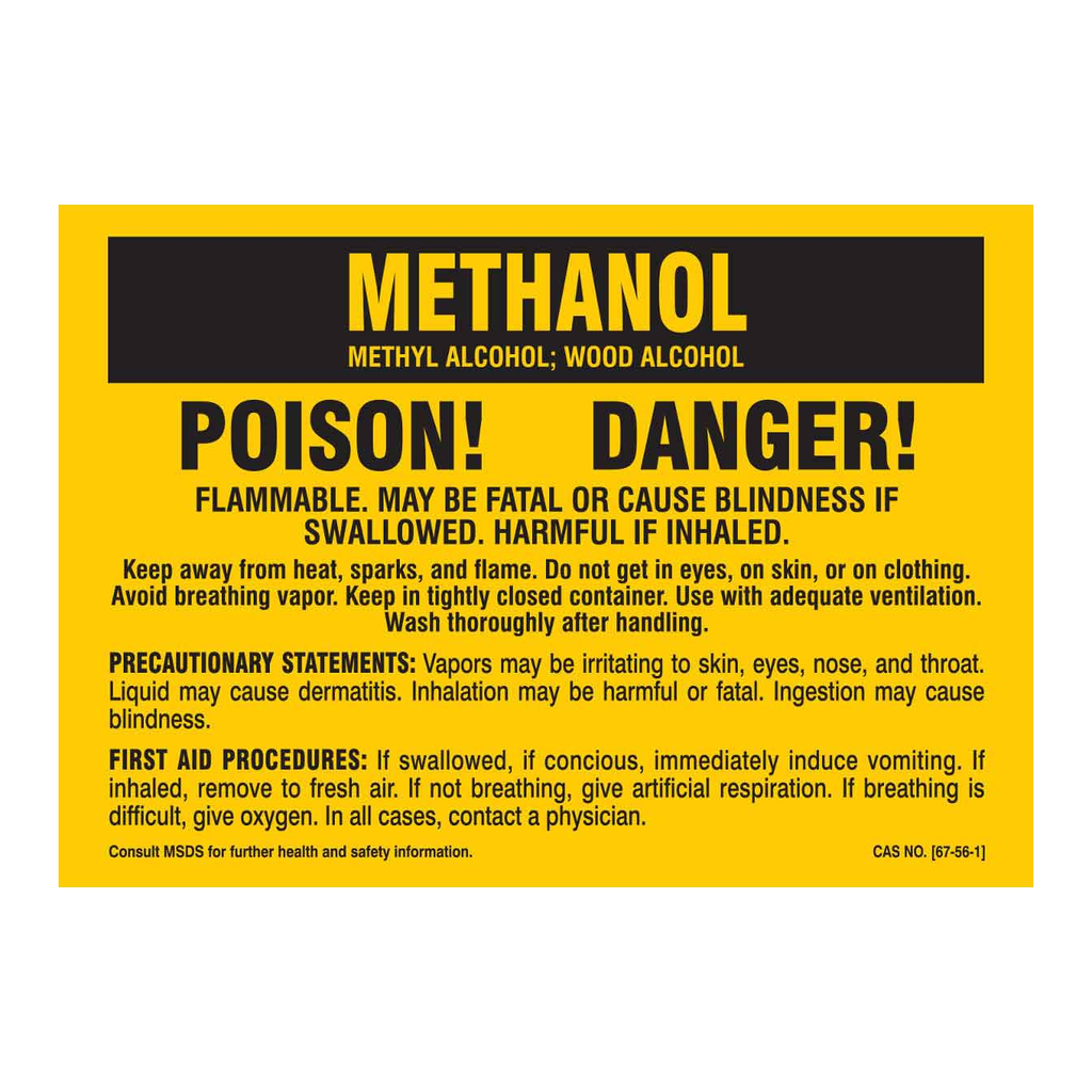 Brady Methanol Poison Danger Labels