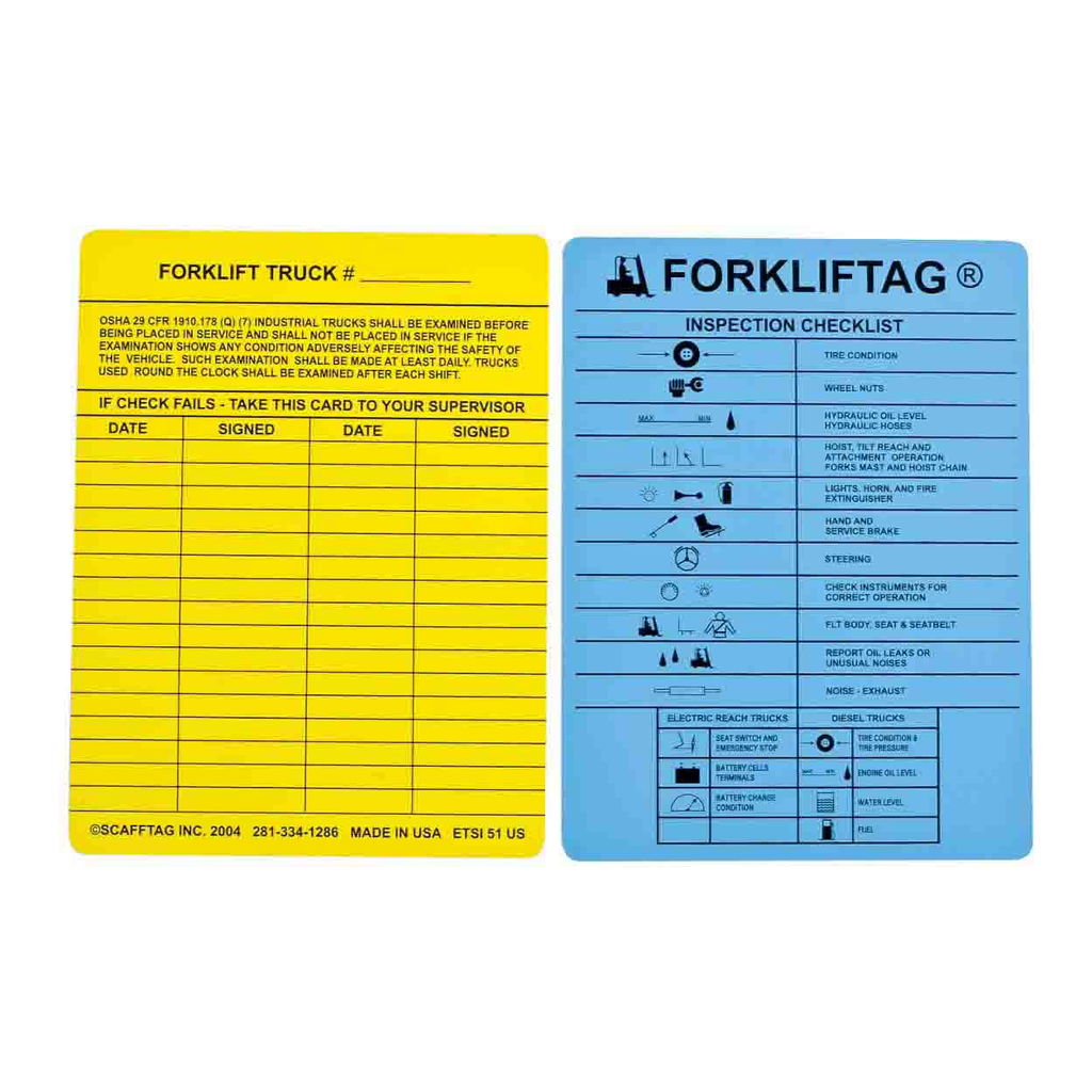 Brady Forklift Tag Inserts