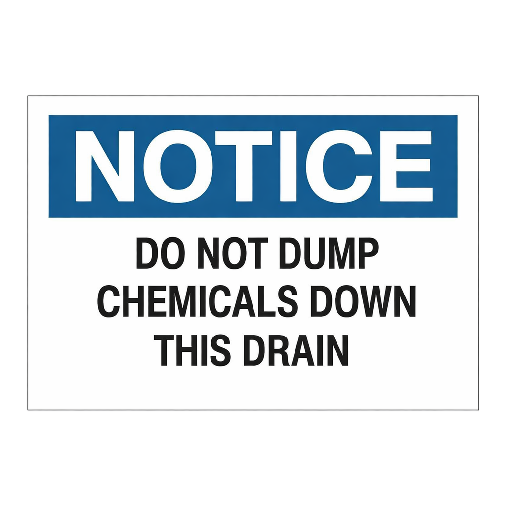 Brady NOTICE Do Not Dump Chemicals Down This Drain Sign