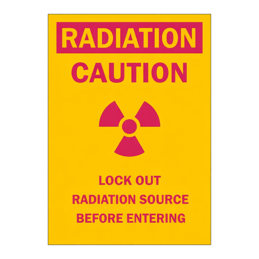 Brady RADIATION Caution Lock Out RADIATION Source Before Entering Sign