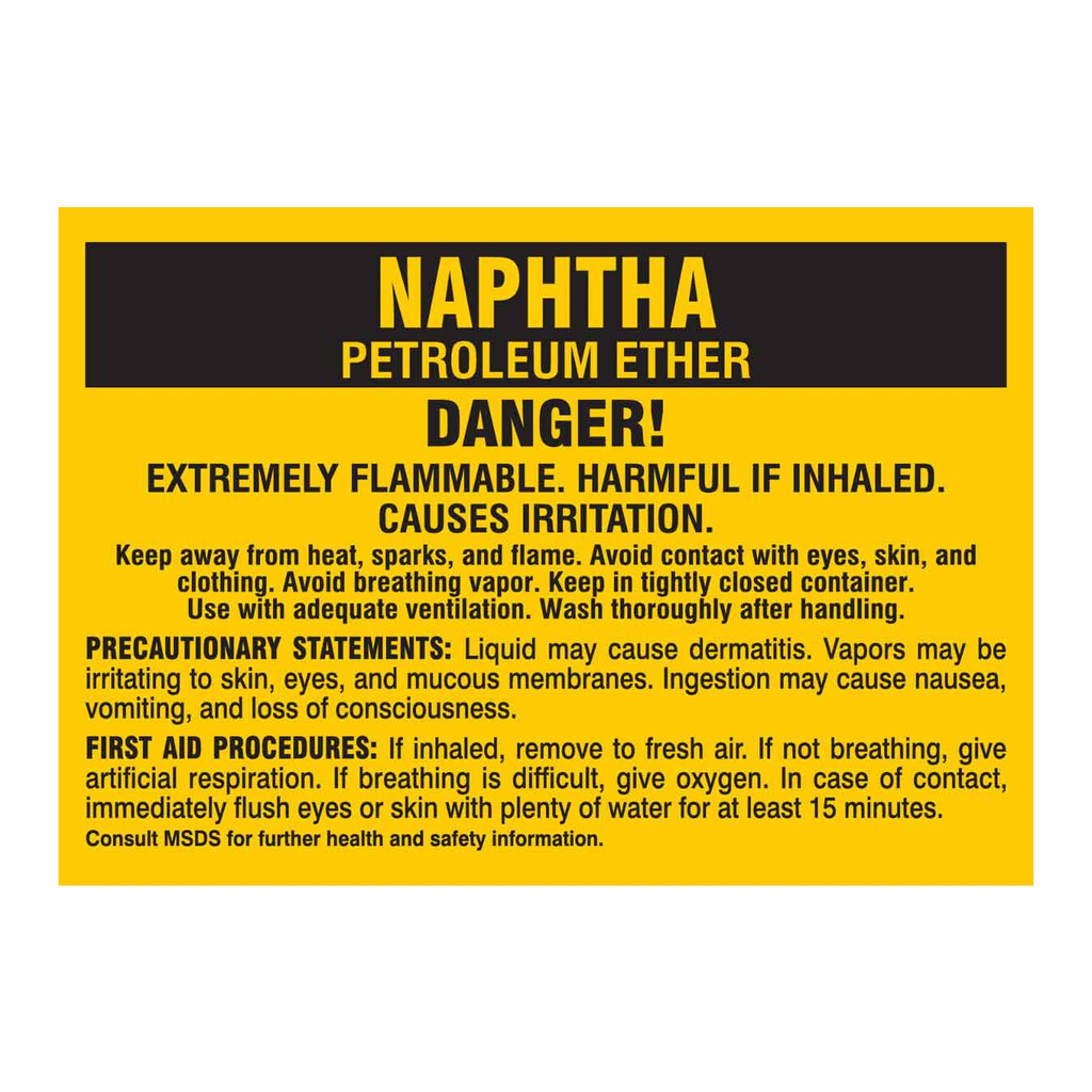 Brady Naphtha Petroleum Ether Danger Labels
