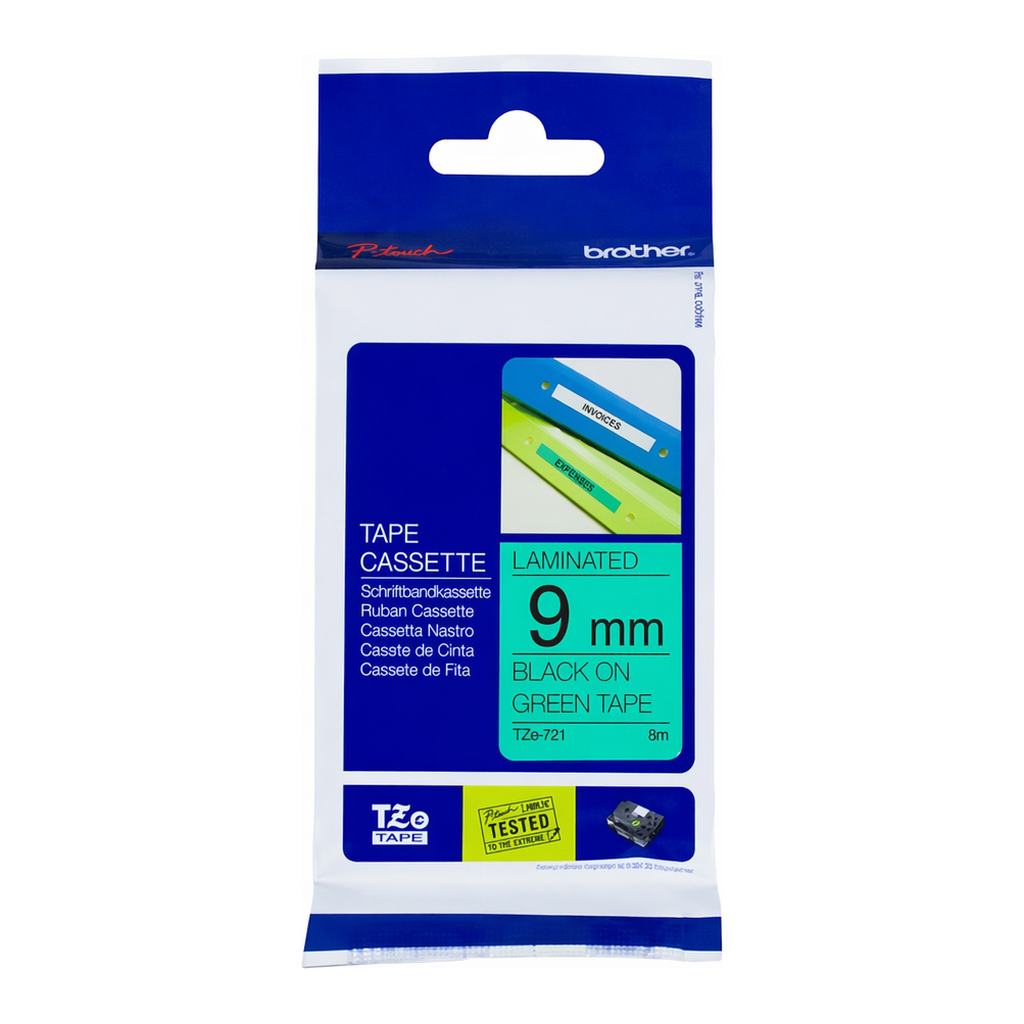 OFFICENEX 브라더 테이프카트리지(TZe-721/9mm/녹색/흑색문자)