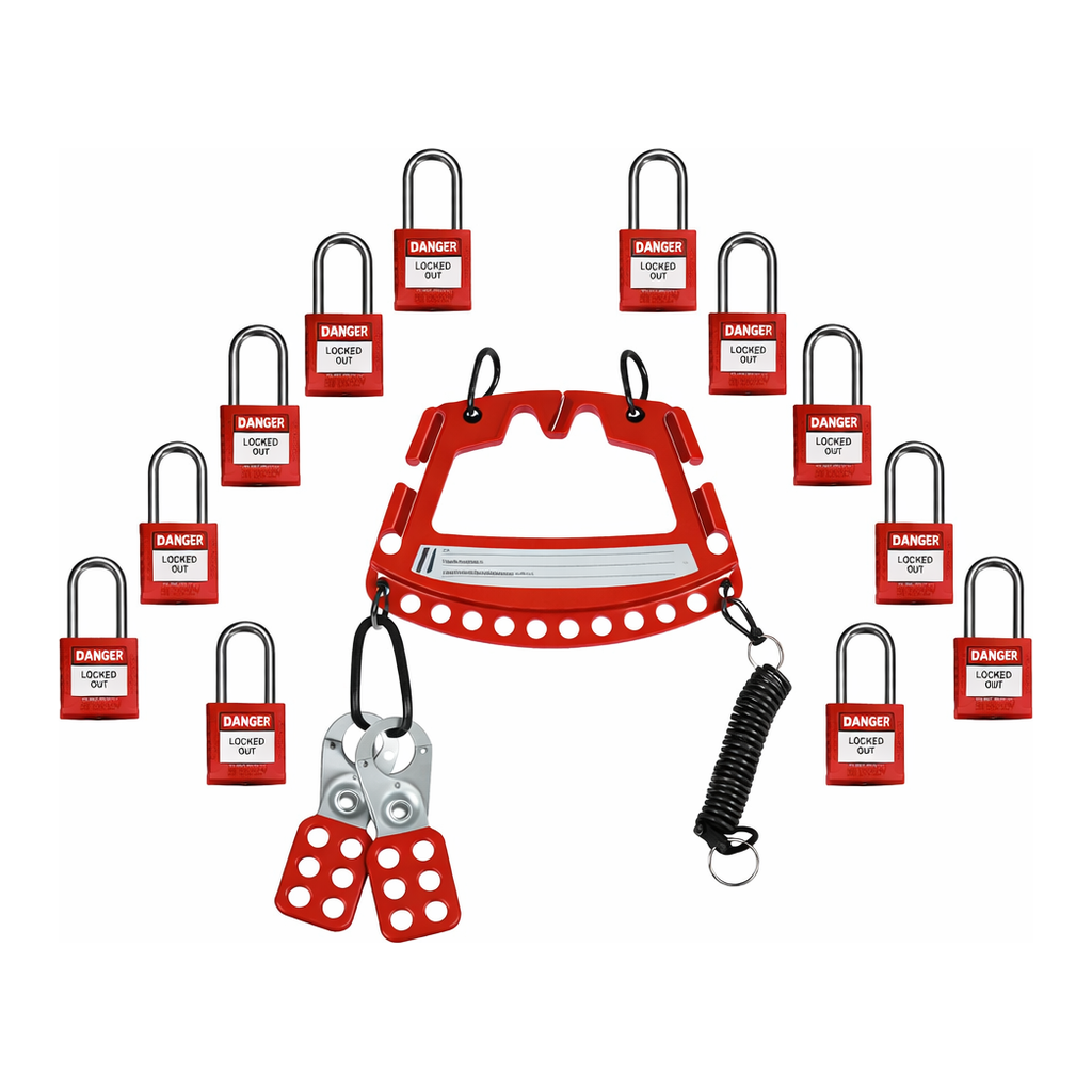 Brady Lock and Tag Carrier with Nylon Safety Lockout Padlocks