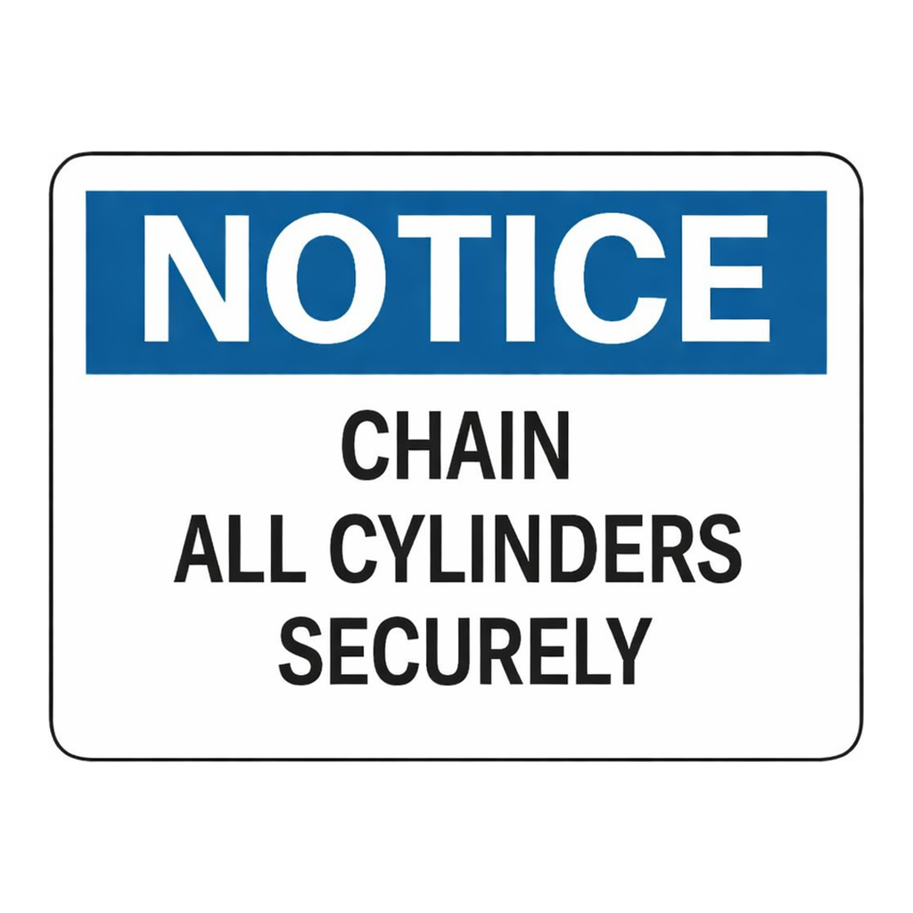 Brady NOTICE Chain All Cylinders Securely Sign