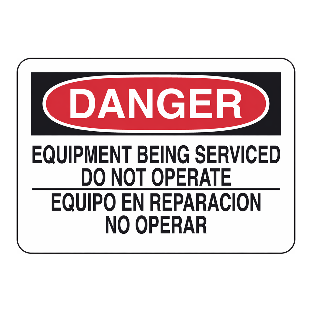 Brady Bilingual DANGER Equipment Being Serviced Do Not Operate Sign