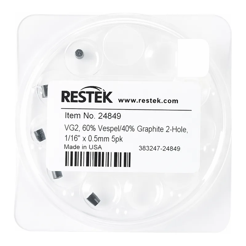Restek Ferrule, Vespel/Graphite, VG2, 60% Vespel/40% Graphite 2-Hole, 1/16in x 0.5mm 5pk
