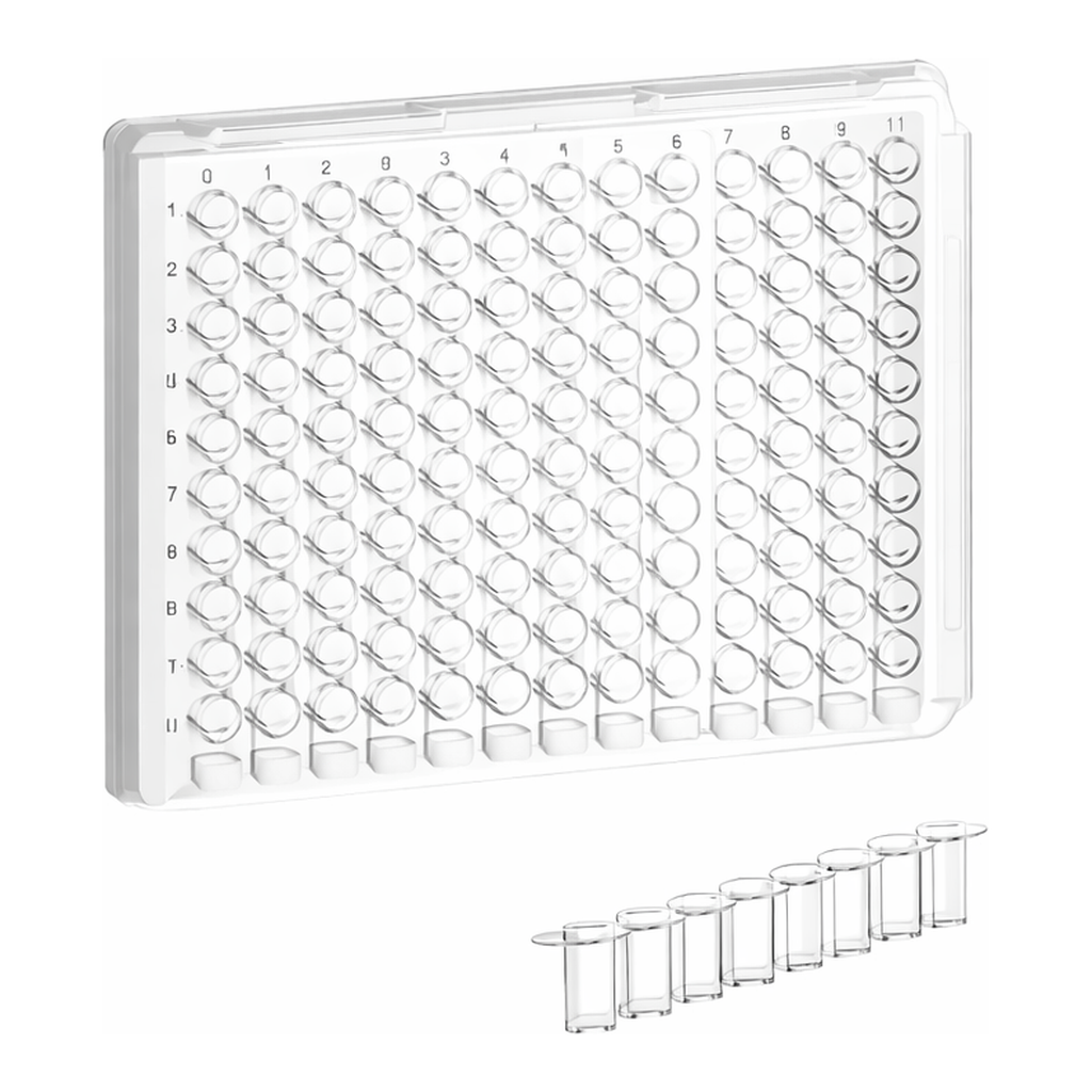 Greiner Bio One STRIP PLATE, 12xF8, PS, F-BOTTOM,CLEAR, MICROLON, MED. BINDING, 10 PCS./BAG