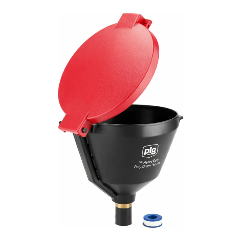 Daihan Science NewPig PE Heavy Duty Drum Funnel, with Hinged Lid, Overfill Preventer, Φ340×h33