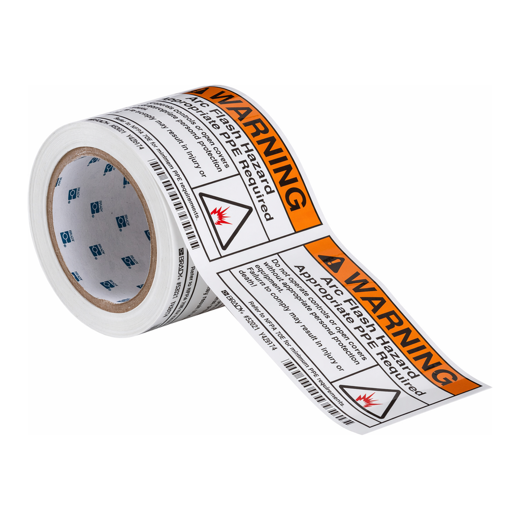 Brady WARNING Arc Flash Hazard Appropriate PPE Required Labels