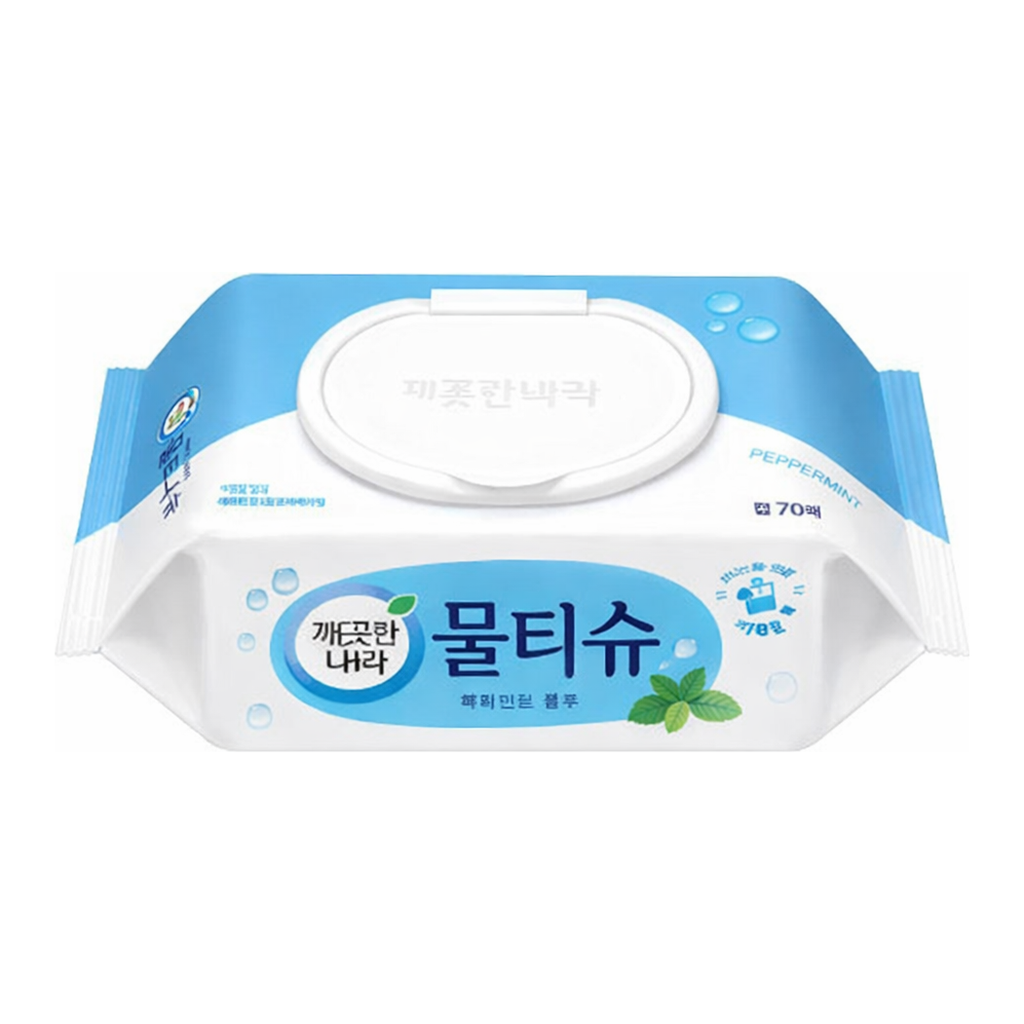 OFFICENEX 깨끗한나라 페퍼민트 블루 물티슈 (70매)