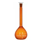 Supertek Flask, Volumetric, Amber Glass, With Polypropylene Stopper, Class A (DIN)