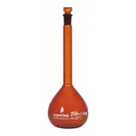 Supertek Flask, Volumetric, Amber Glass, Interchangeable Glass Stopper, Class A (DIN)