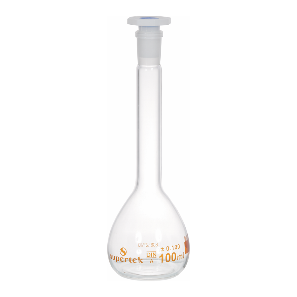 Supertek Flasks, Wide Mouth Volumetric With Interchangeable PP Stopper ,Class A