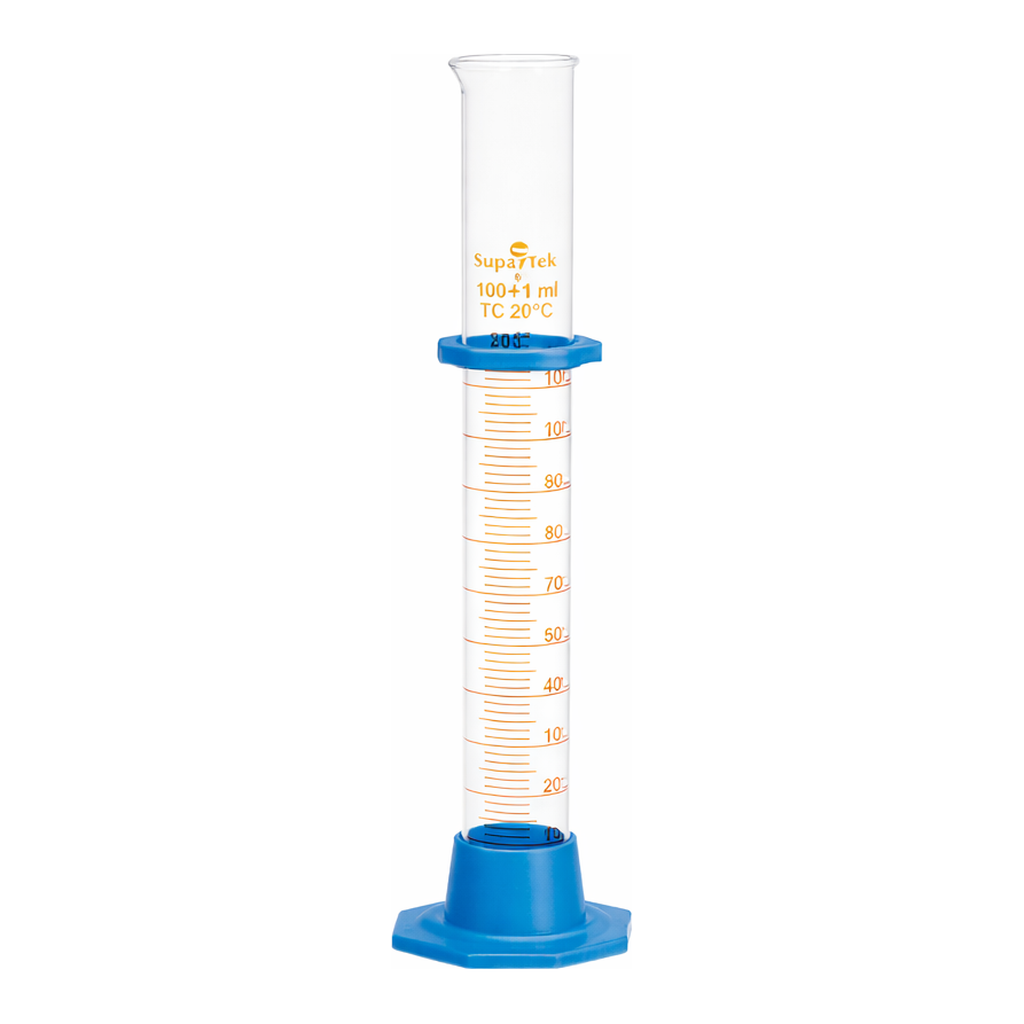 Supertek Measuring Cylinder, With Detachable Plastic Base & Protection Collar, Class A (DIN)