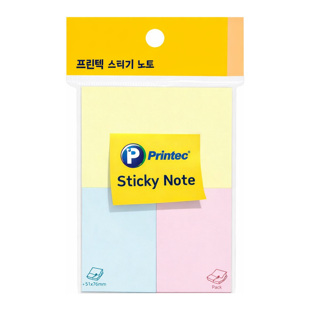 OFFICENEX 프린텍 스티키노트 파스텔 3색 51*76, 51*38 100매 A050