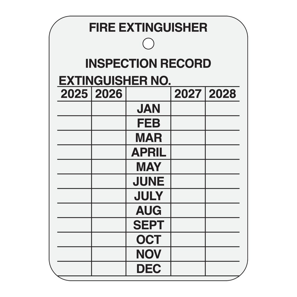 Brady Fire Extinguisher Inspection Record 4 Years
