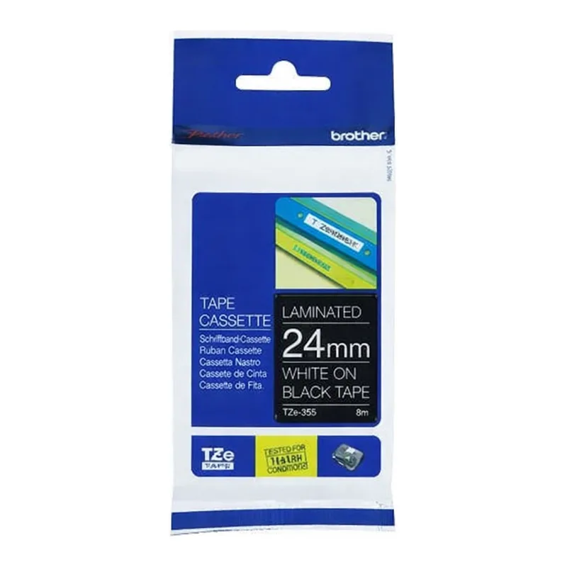 OFFICENEX 브라더 테이프카트리지(TZe-355/24mm/흑색/흰색문자)