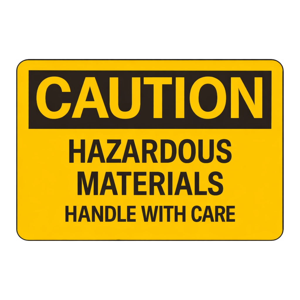 Brady CAUTION Hazardous Materials Handle With Care Sign