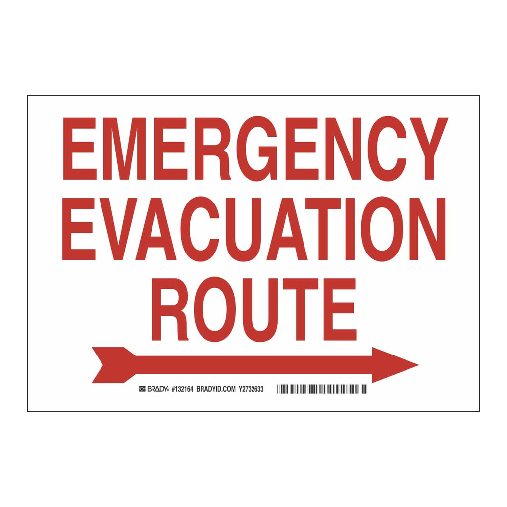 Brady Emergency Evacuation Route Sign