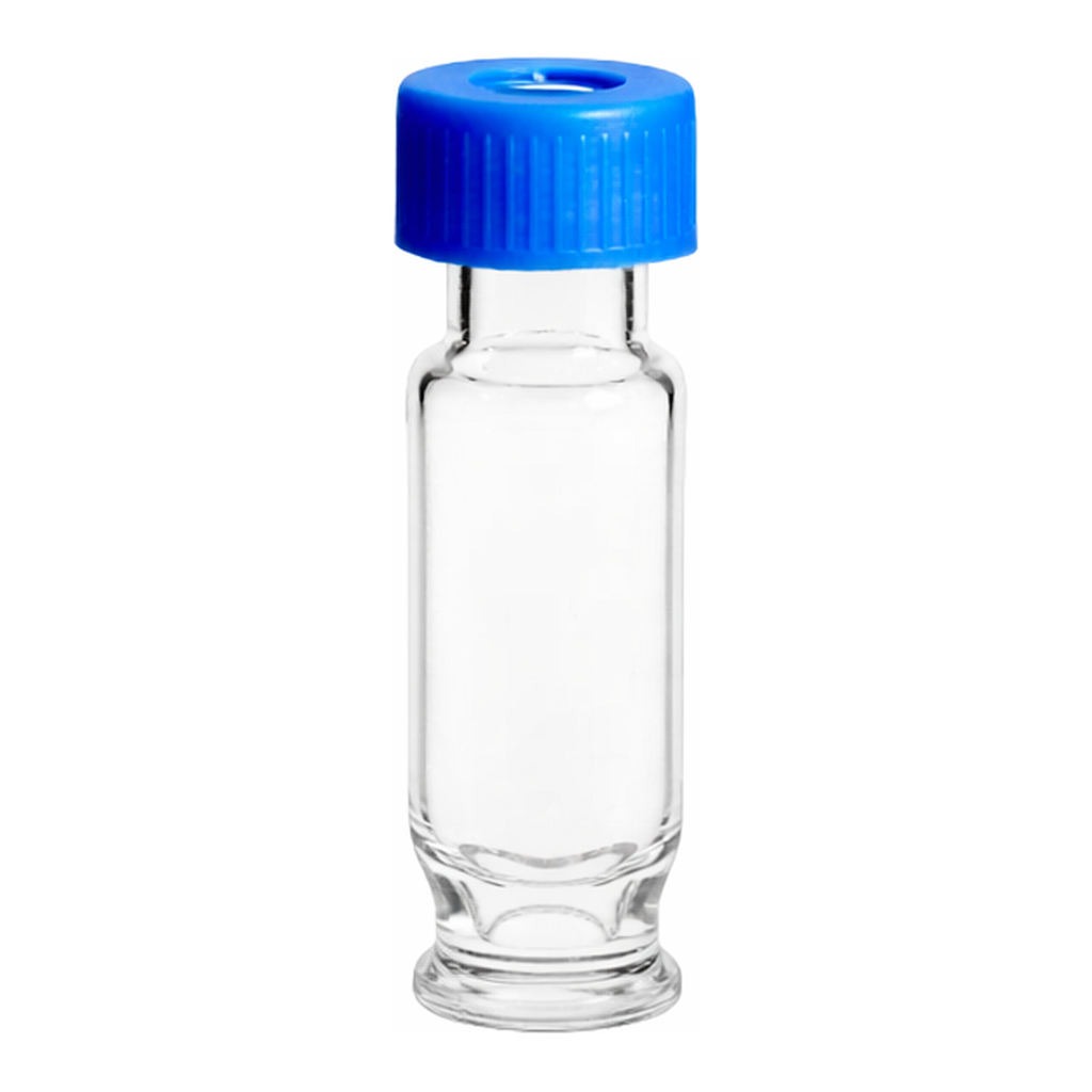 Waters Deactivated Clear Glass 12 x 32 mm Screw Neck Vial, Max Recovery, with Cap and PTFE/Silicone Septum, 1.5 mL Volume, 100/pk