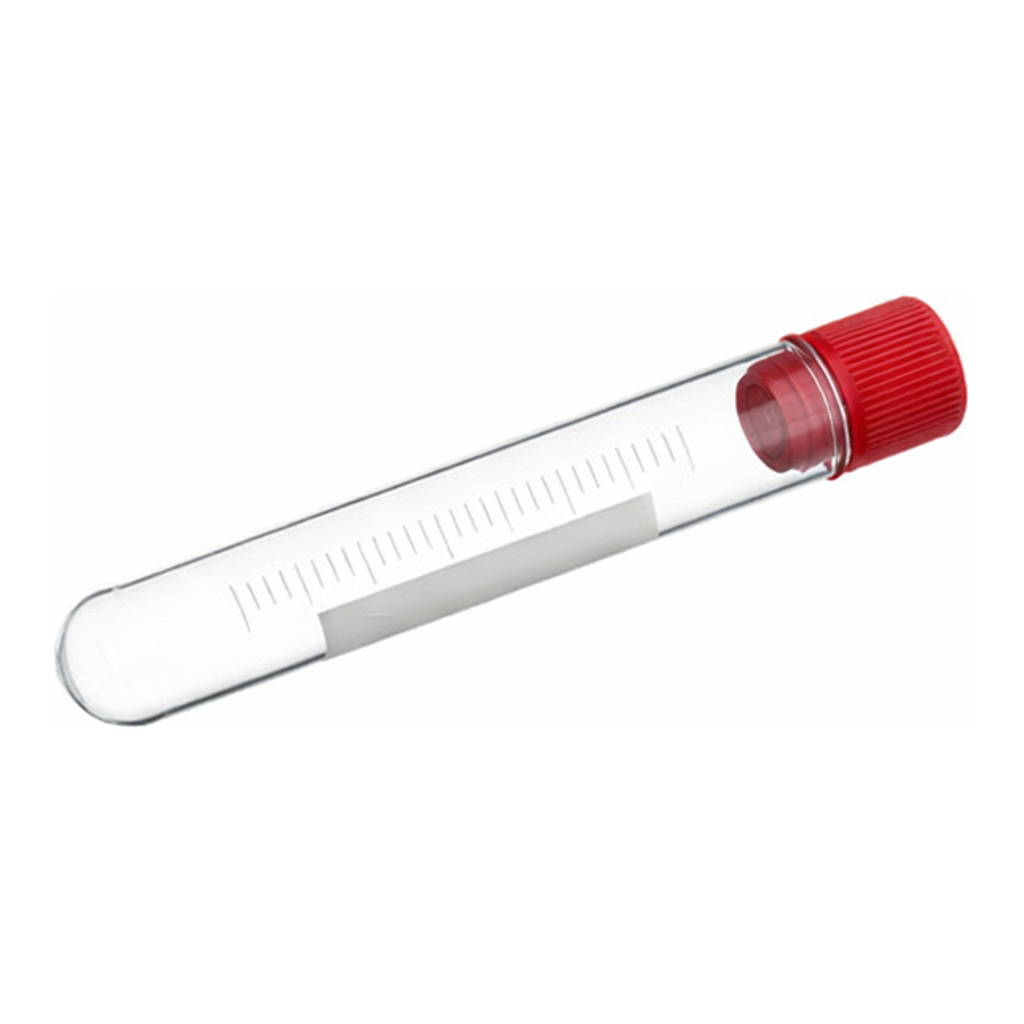Greiner Bio One CRYO.S, 5 ML, PP, ROUND BOTTOM,INTERNAL THREAD, RED SCREW CAP, WRITING AREA, NATURAL, STERILE, 50 PCS./BAG