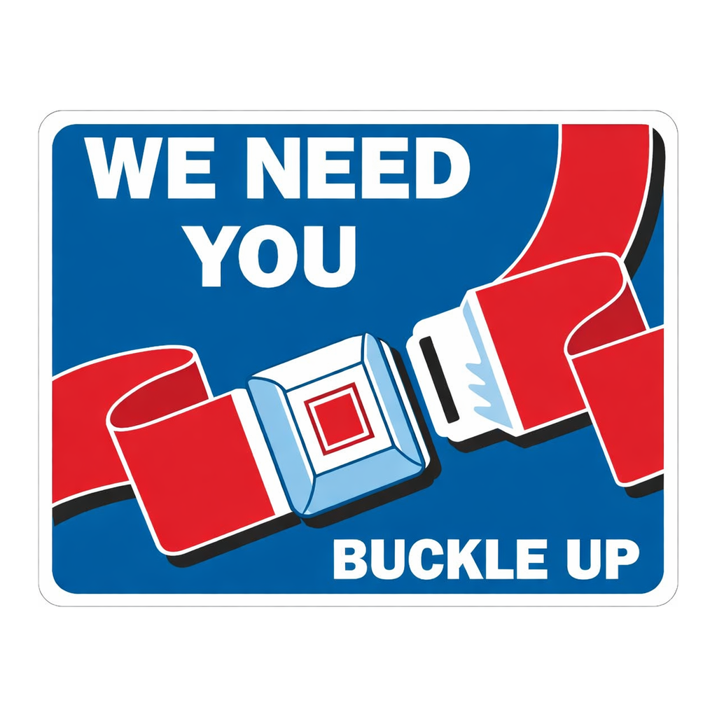Brady We Need You Buckle Up Sign