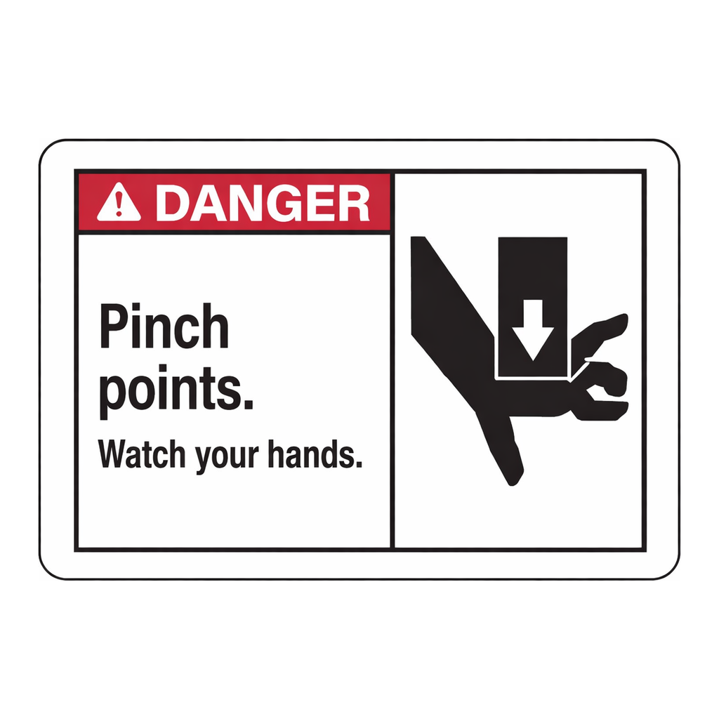 Brady DANGER Pinch Points. Watch Your Hands. Sign