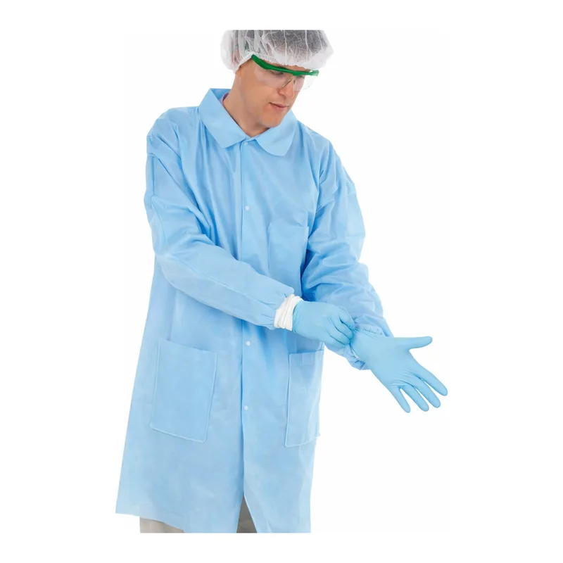 Thermo Fisher Scientific Basic Protection Disposable Polypropylene Medical Blue Lab Coats