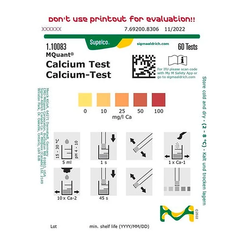 Merck CALCIUM TEST 10 - 25 - 50 - 100 MG/L