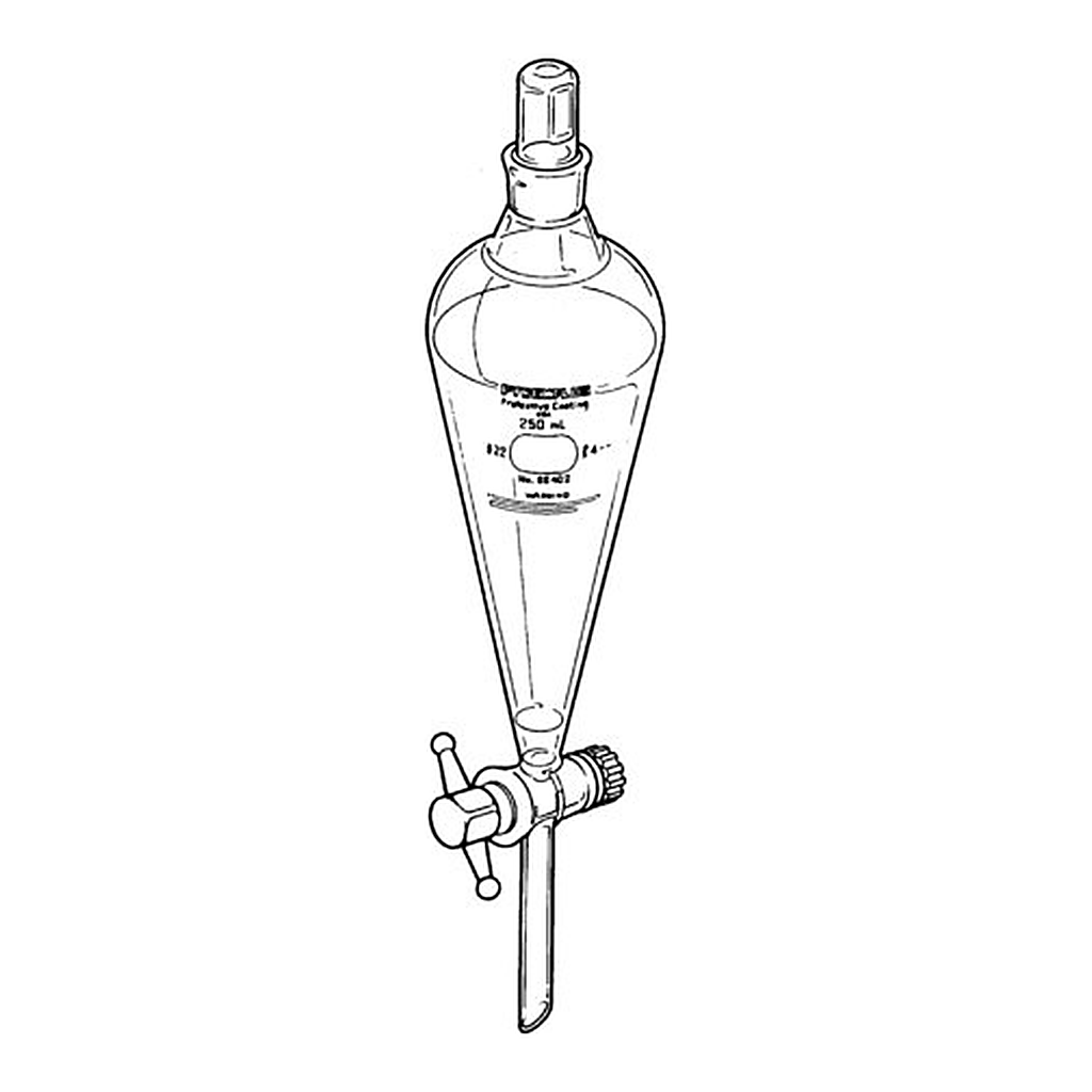 Merck PYREXPLUS(R) Squibb separatory funnel, Pyrex(R) tapered stopper, PTFE stopcock