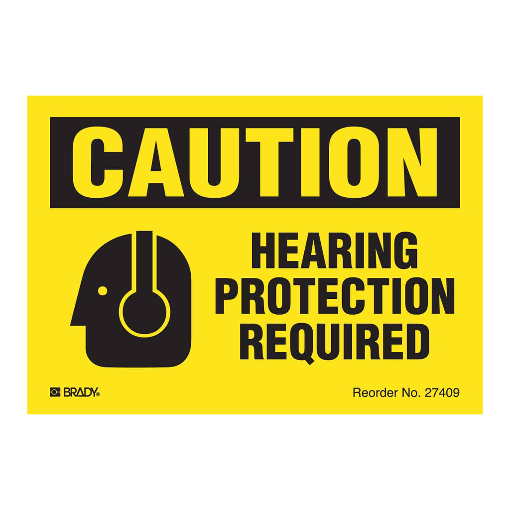Brady Reflective CAUTION Hearing Protection Required Labels