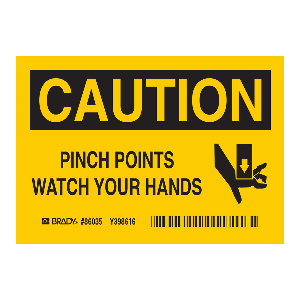 Brady CAUTION Pinch Points Watch Your Hands Labels
