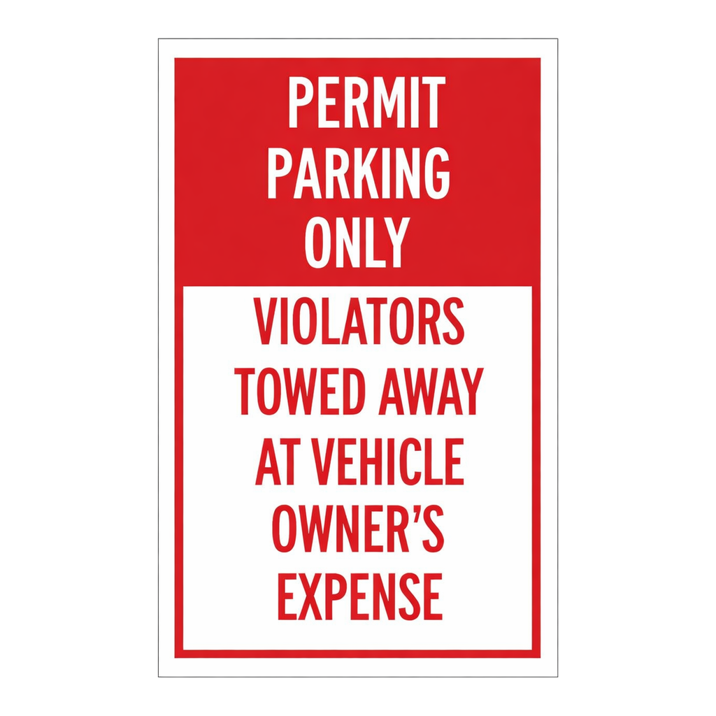 Brady PERMIT PARKING ONLY Violators Will Be Towed Away At Vehicle Owner'S Sign