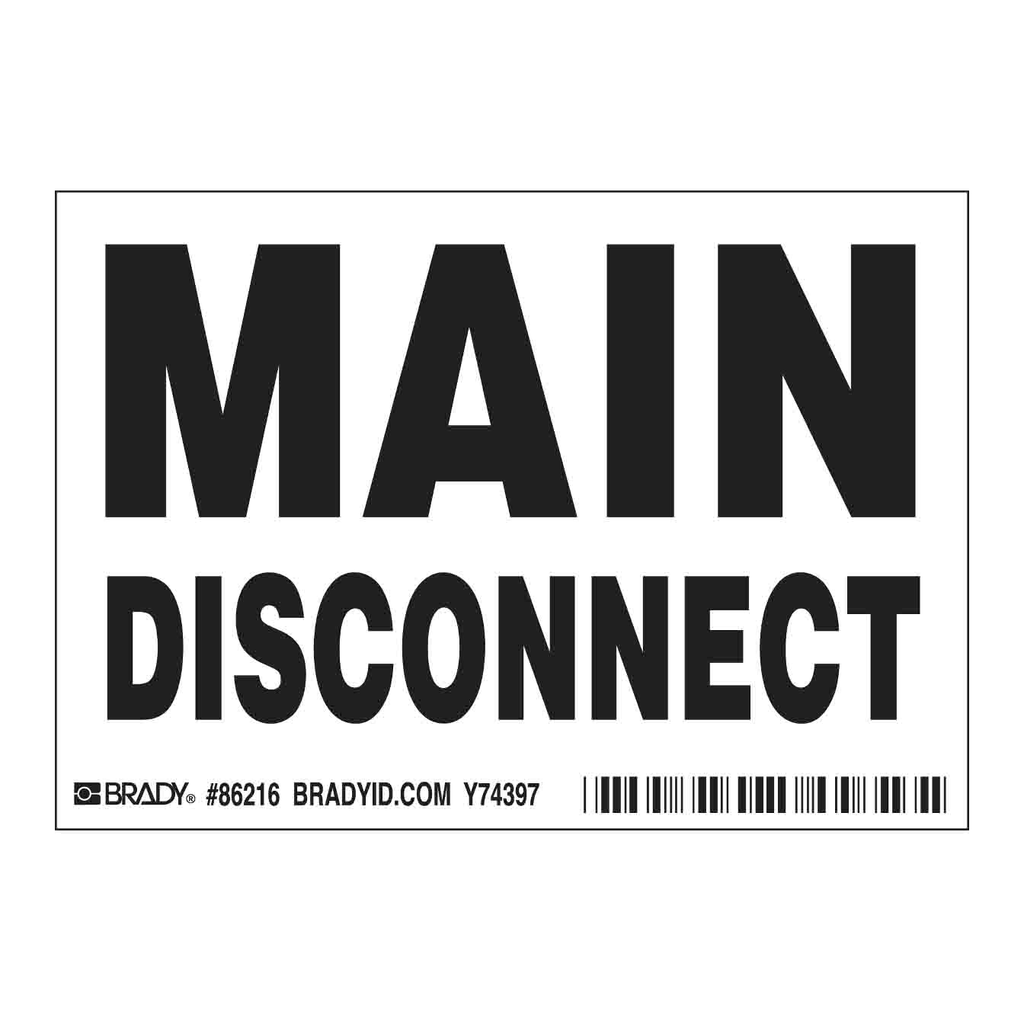 Brady MAIN DISCONNECT Labels