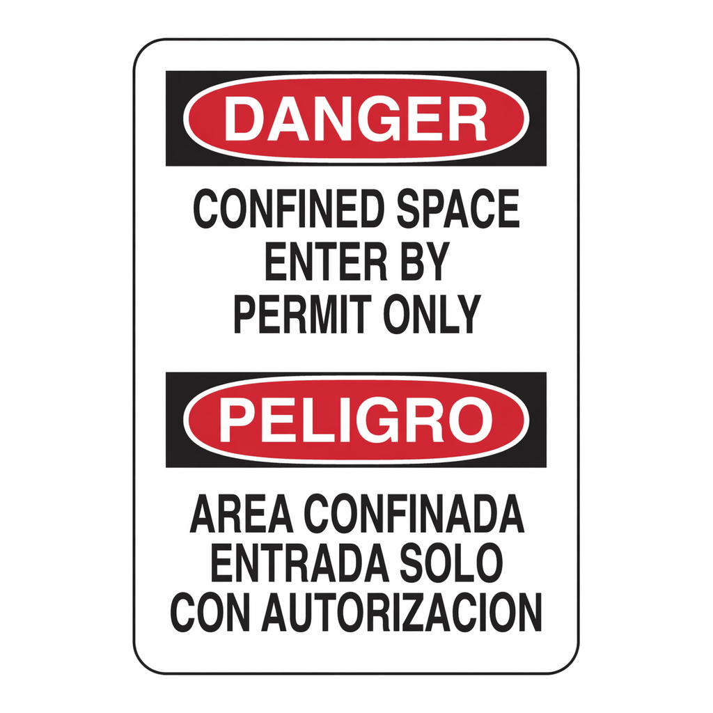 Brady Bilingual DANGER Confined Space Enter By Permit Only Sign