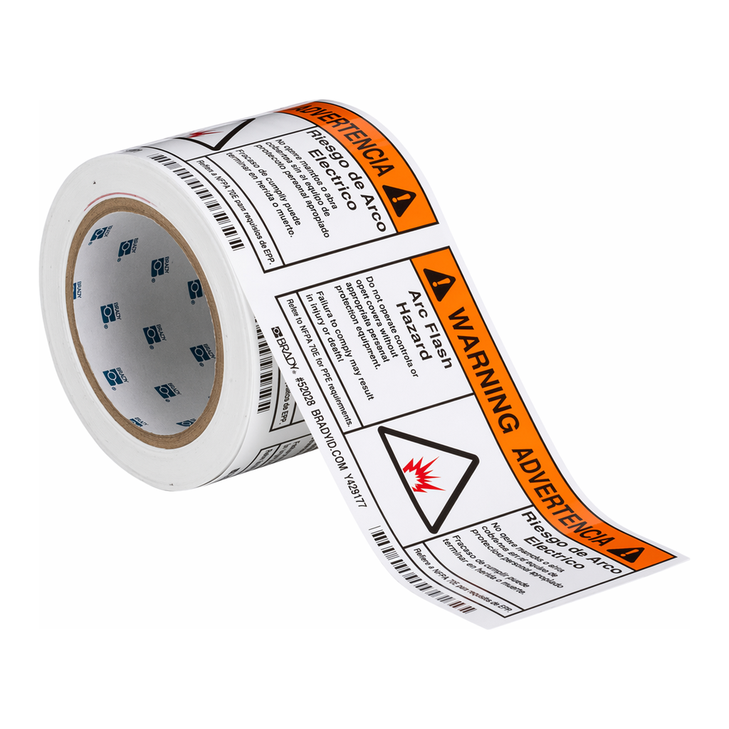 Brady Bilingual WARNING Arc Flash Hazard Labels