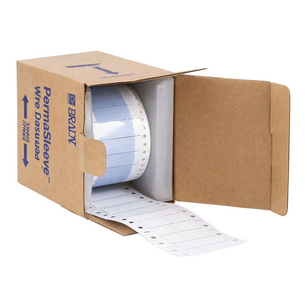 Brady PermaSleeve Heat Shrink Wire and Cable Labels, 3/8" Dia, for 3" Core Printers
