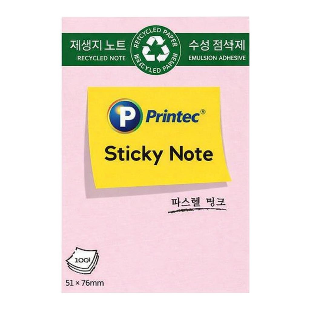 OFFICENEX 프린텍 E5176P 스티키노트 친환경핑크 51*76 100매