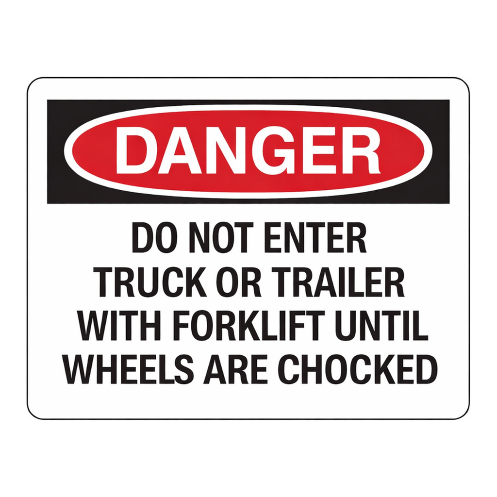 Brady DANGER Do Not Enter Truck Or Trailer With Forklift Until Wheels Are Chocked Sign
